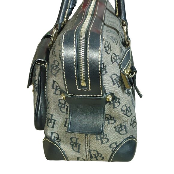 Dooney Bourke Dual Pockets Satchel Handbag Vintage Monogram Canvas Leather Trim - Picture 12 of 14